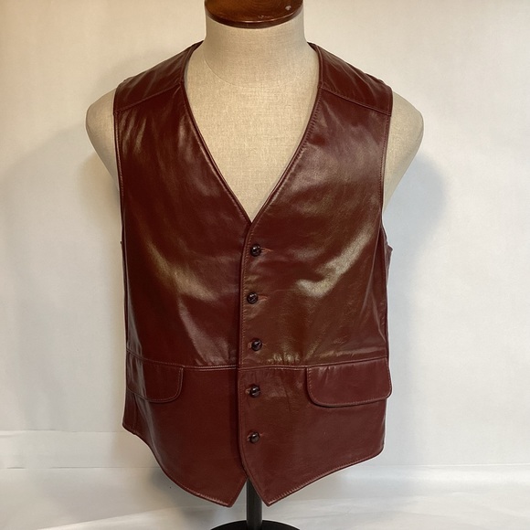 Vintage Men’s Leather Vest size size 42 - Picture 2 of 10